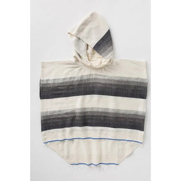 LemLem Gray Striped Debizaza Hooded Poncho Large NEW - Picture 2 of 14